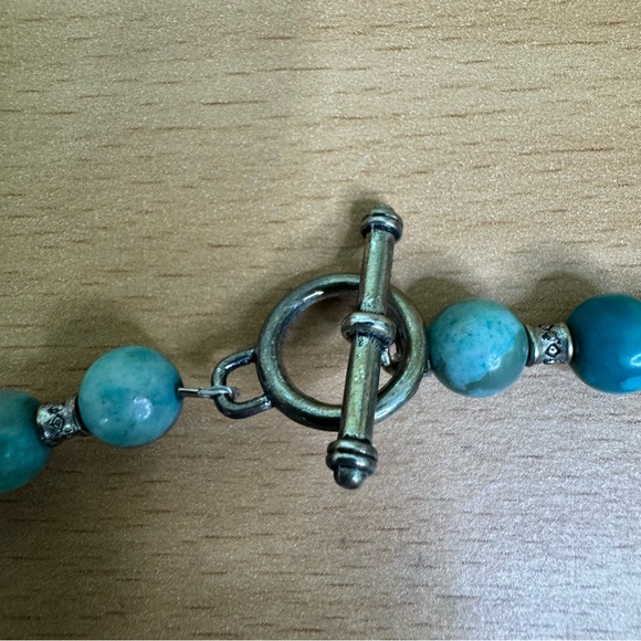 Faux Turquoise Chunky Bohemian Necklace With Pendant 22” - Picture 7 of 9